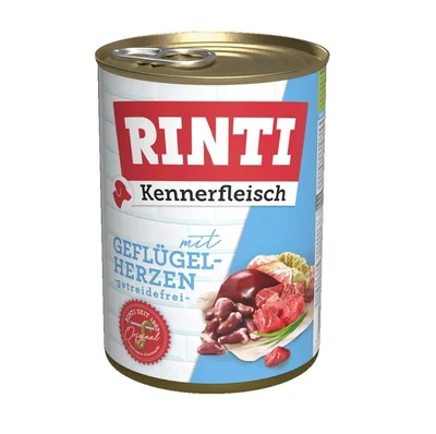 Rinti Kennerfleisch - mokra karma dla psa z sercami drobiowymi, puszka 400g