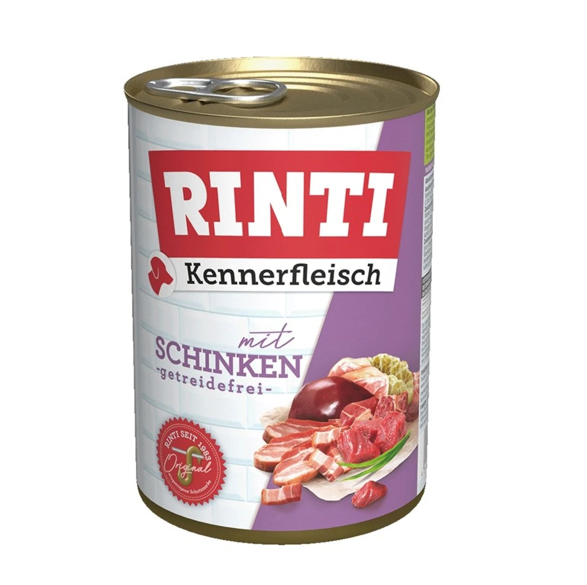 Karma mokra Rinti Kennerfleisch z szynką, puszka 400g