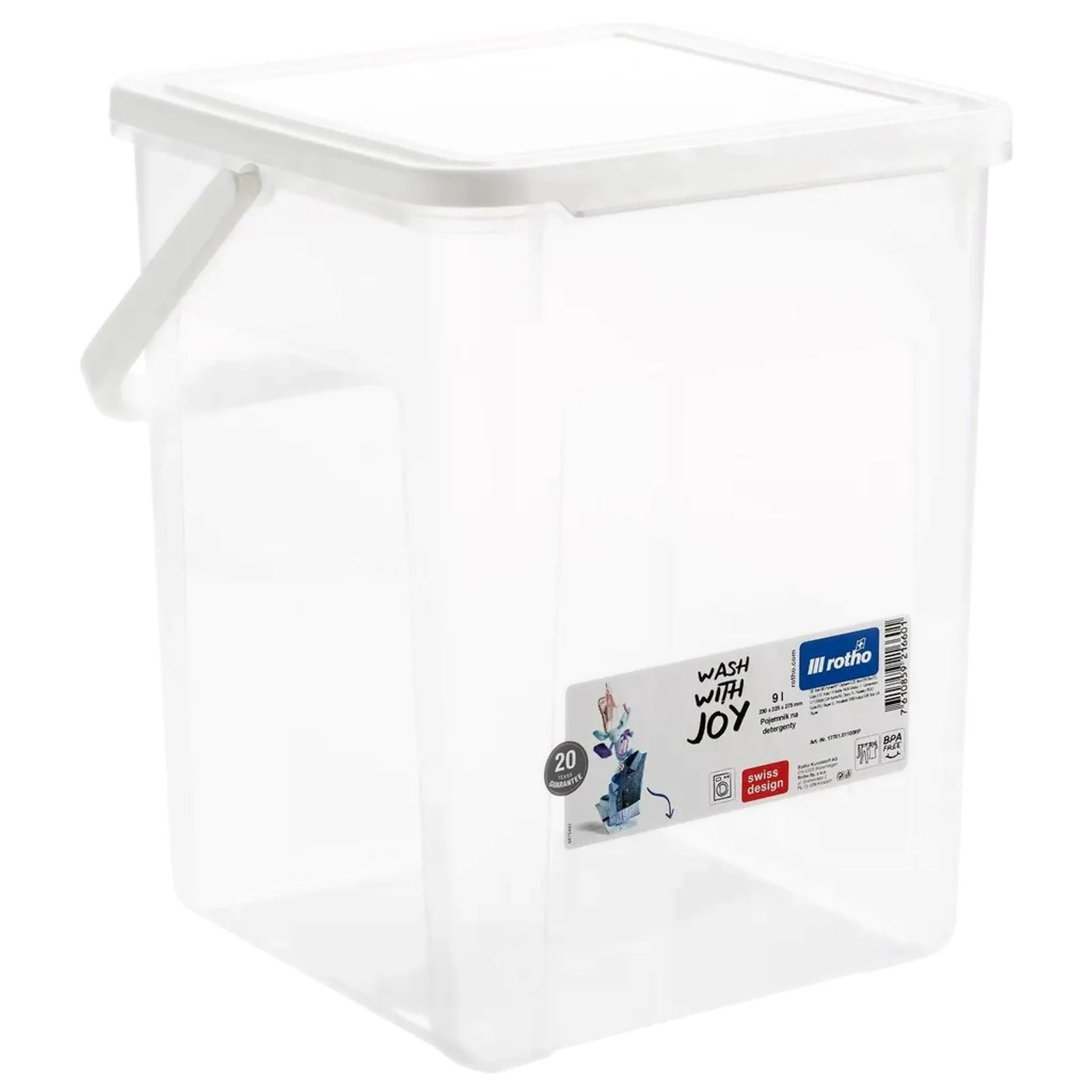 ROTHO Pojemnik na detergenty 5kg 9L transparentny/biały — zdjęcie 1 z 6