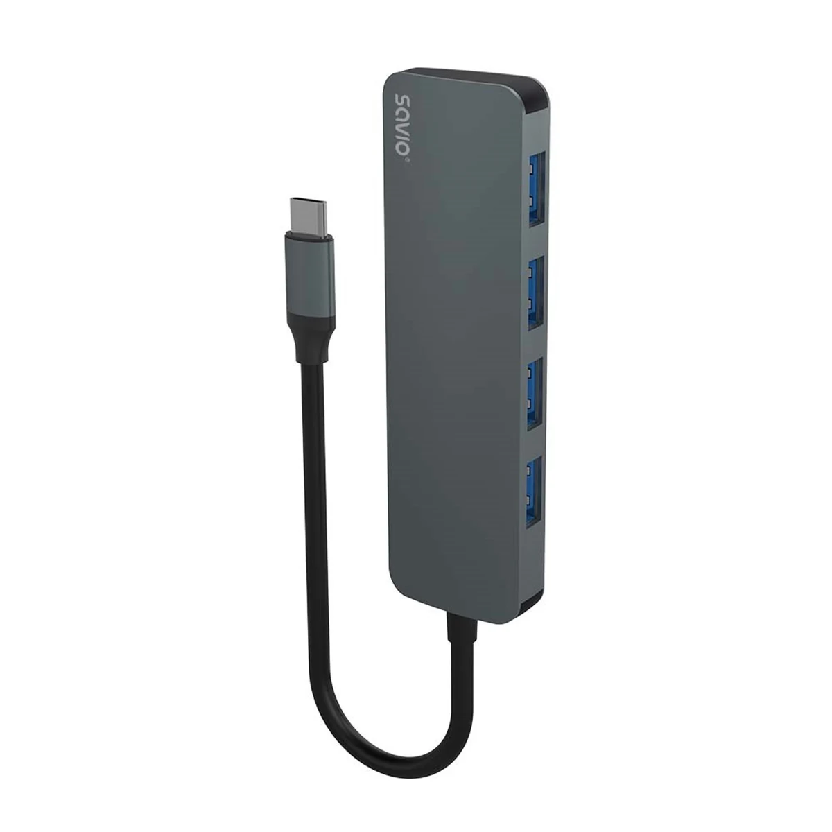 SAVIO AK-54 HUB USB-C - 4 X USB-A, Szary
