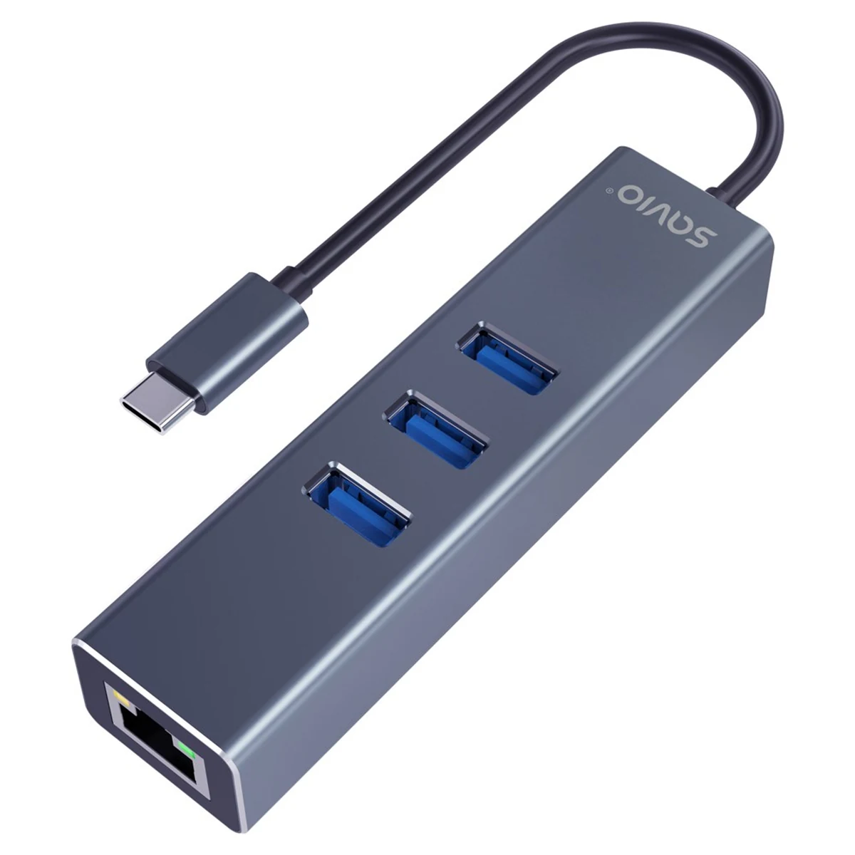 Adapter SAVIO AK-57 Hub USB-C 3-Portowy z RJ-45