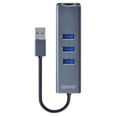 Adapter SAVIO AK-58 - Hub USB-A 3.0 z portem RJ-45