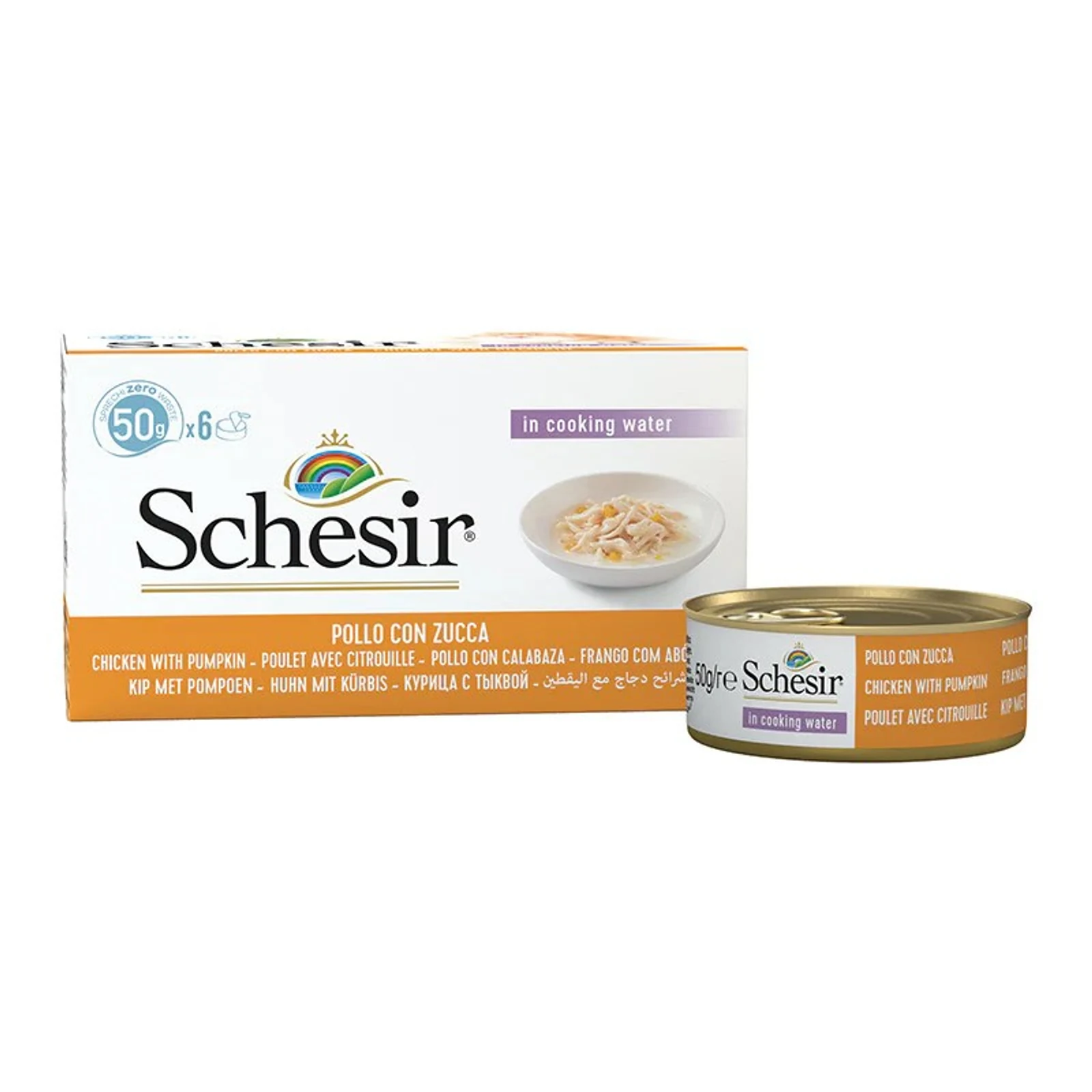 Mokra karma dla kota SCHESIR - Filety z kurczaka z dynią 6x50g — zdjęcie 1 z 3