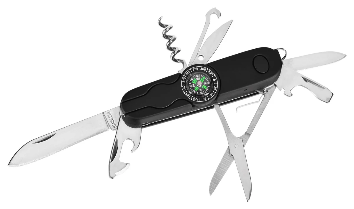 Scyzoryk wielofunkcyjny AZYMUT Izeron - 13 narzędzi, 90 mm, czarny