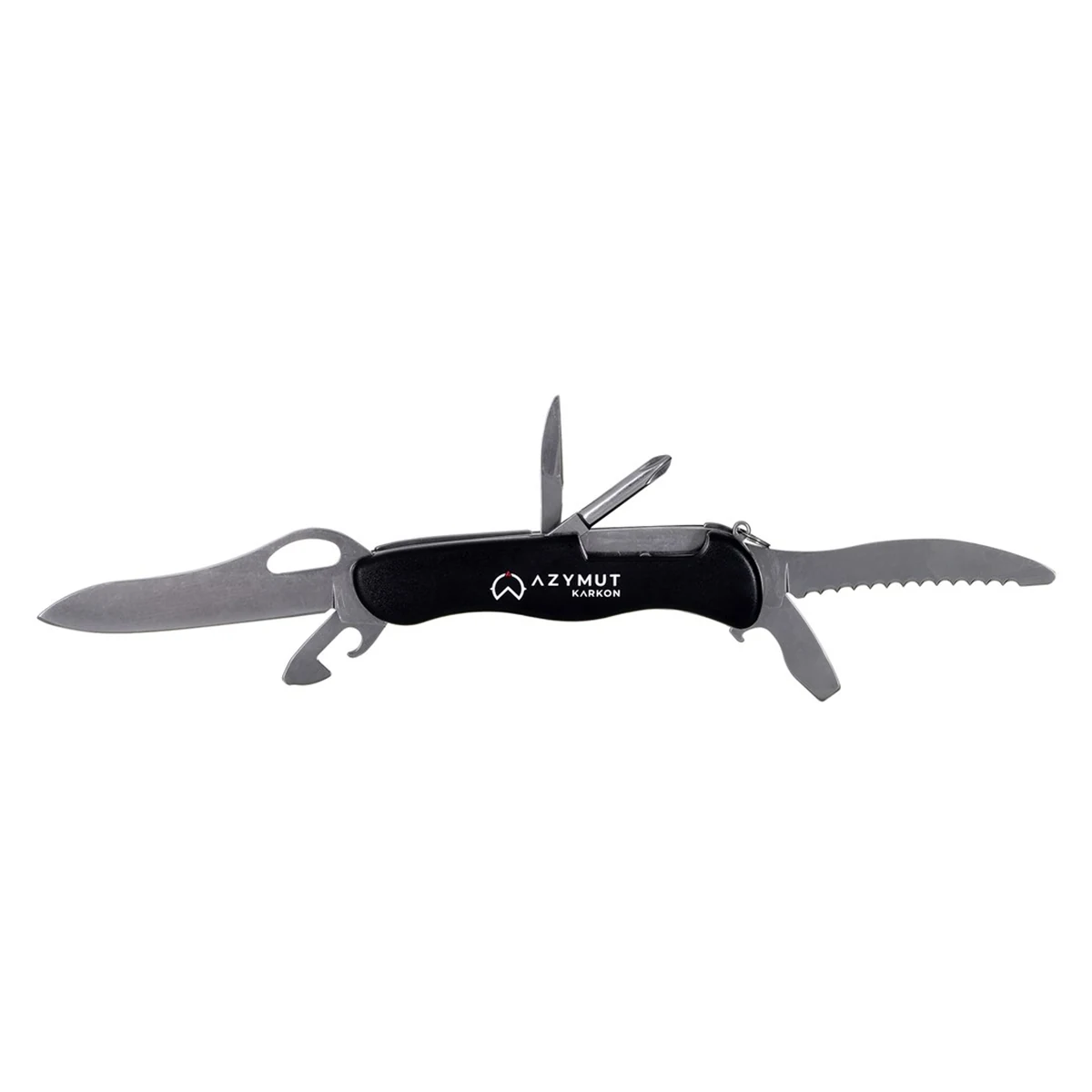 Scyzoryk AZYMUT Karkon - 9 narzędzi, 113 mm czarny