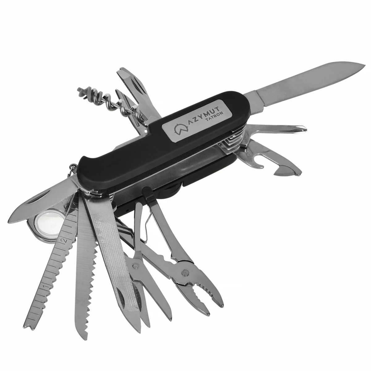 Scyzoryk AZYMUT Tatron - 25 narzędzi, 90mm czarny