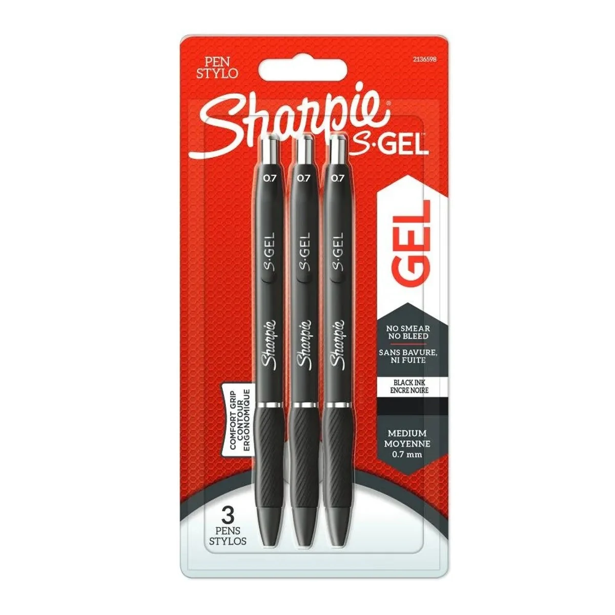 Sharpie S-GEL czarne, 3 szt, blister