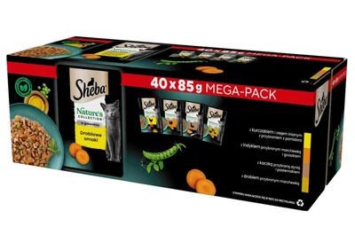 SHEBA Nature's Collection - Karma mokra dla kotów dorosłych z drobiem - 40 saszetek po 85g