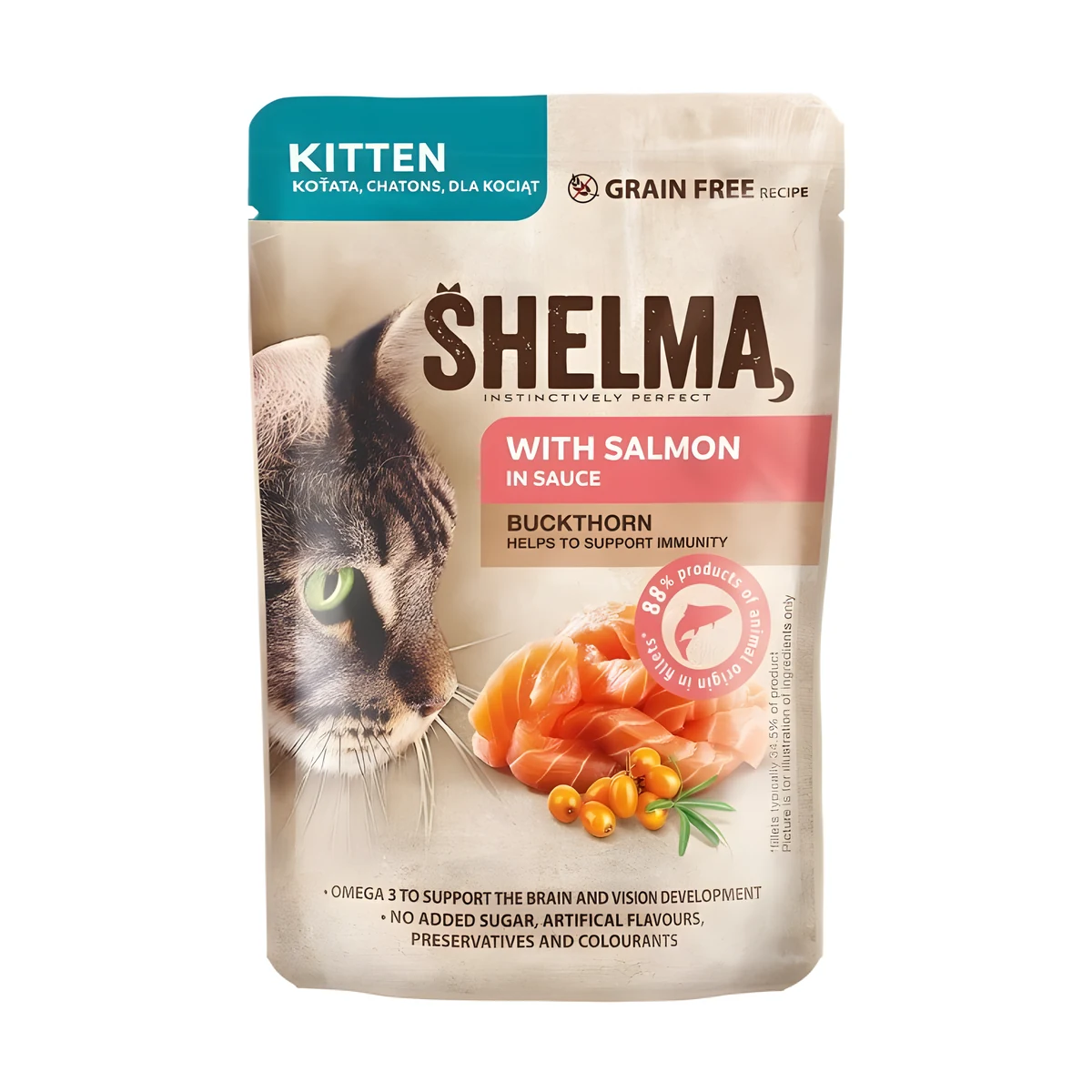 SHELMA saszetka 85g dla kociąt z łościem i rokitnikiem