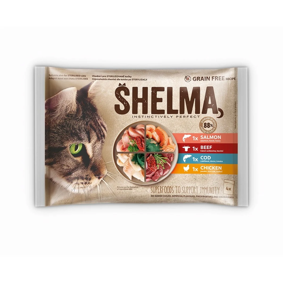 SHELMA saszetka - bezzbożowa karma dla dorosłych kotów 4x85g