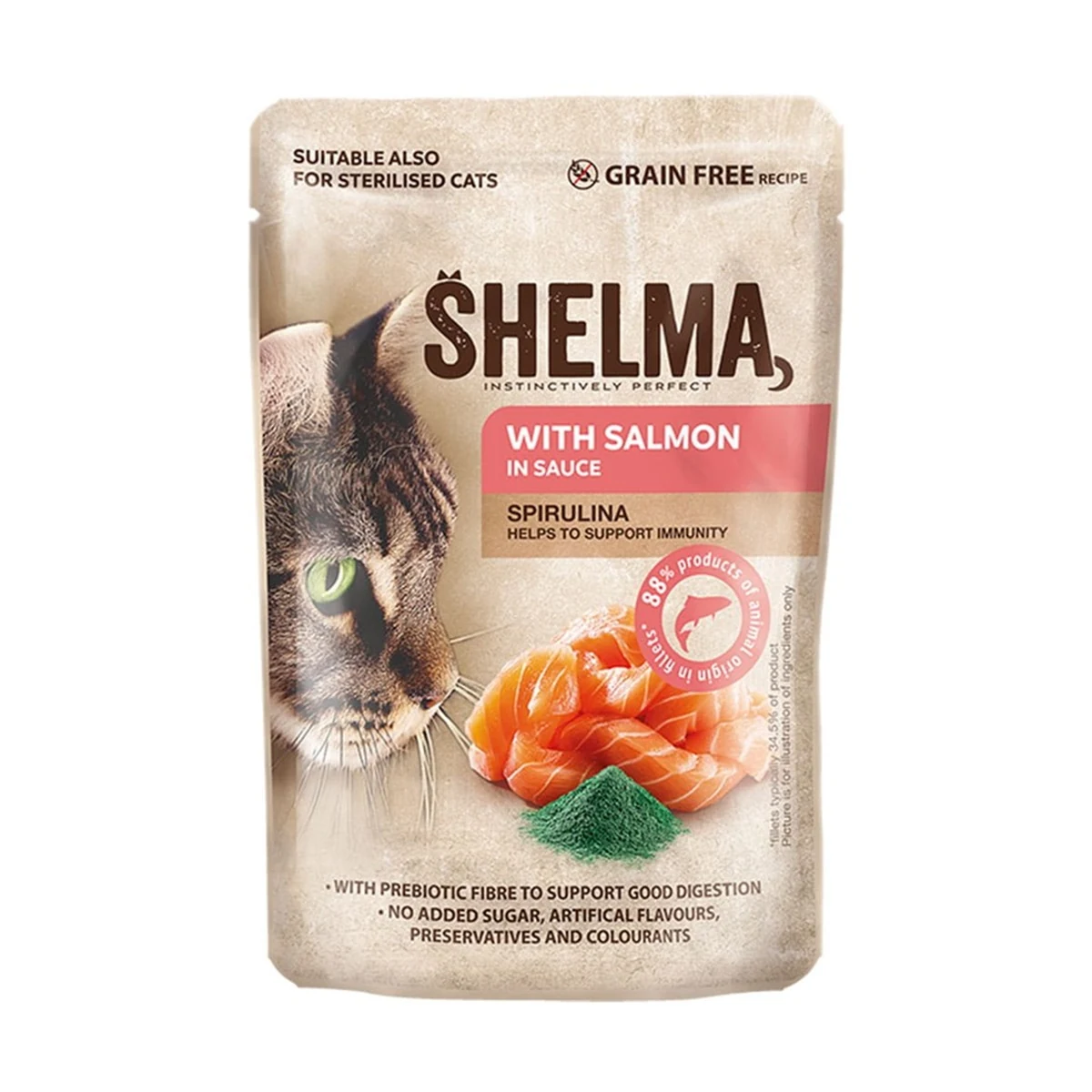 SHELMA saszetka z łososiem i spiruliną 85g