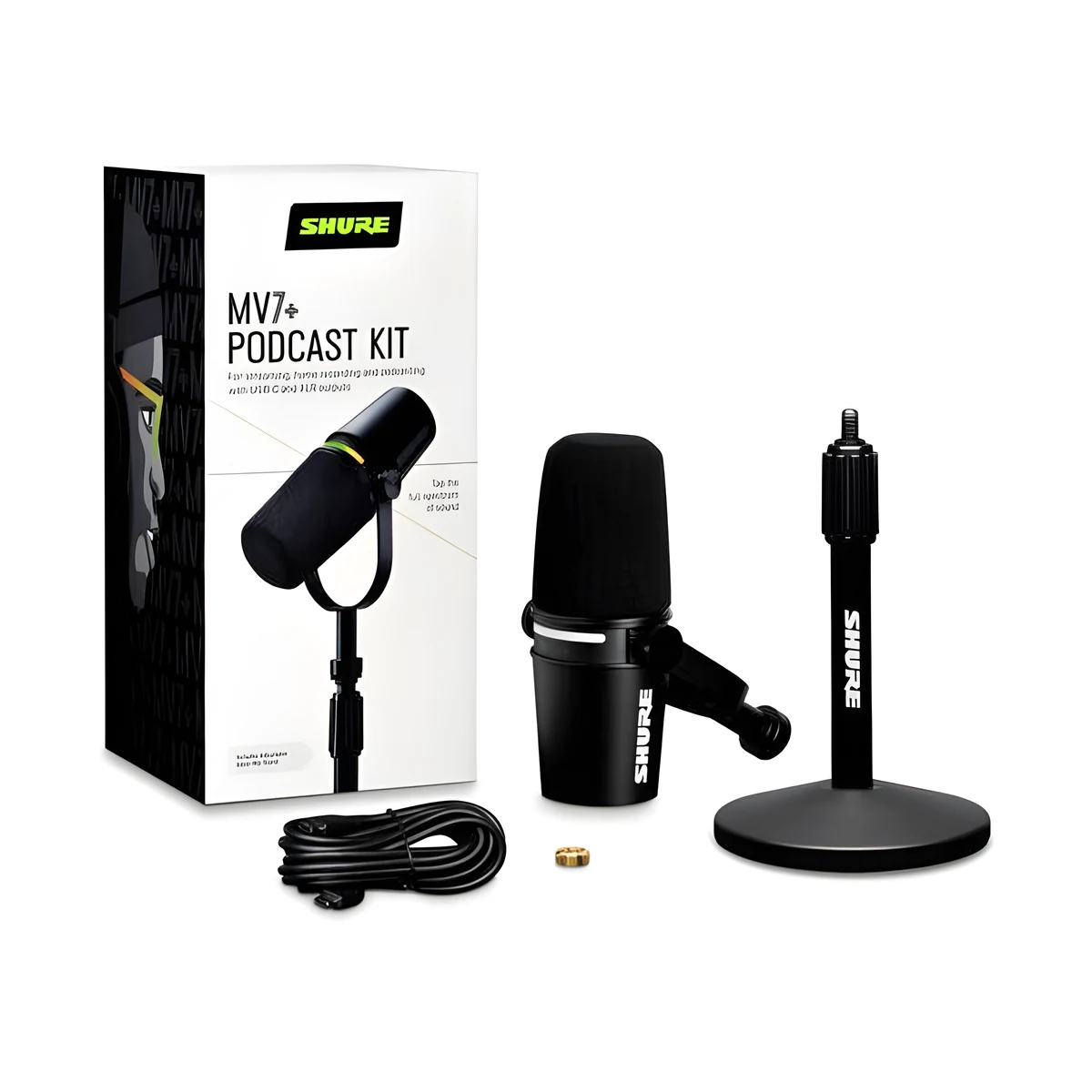 Shure MV7+-K-BNDL Mikrofon Lektorski/USB-C Czarny + Statyw