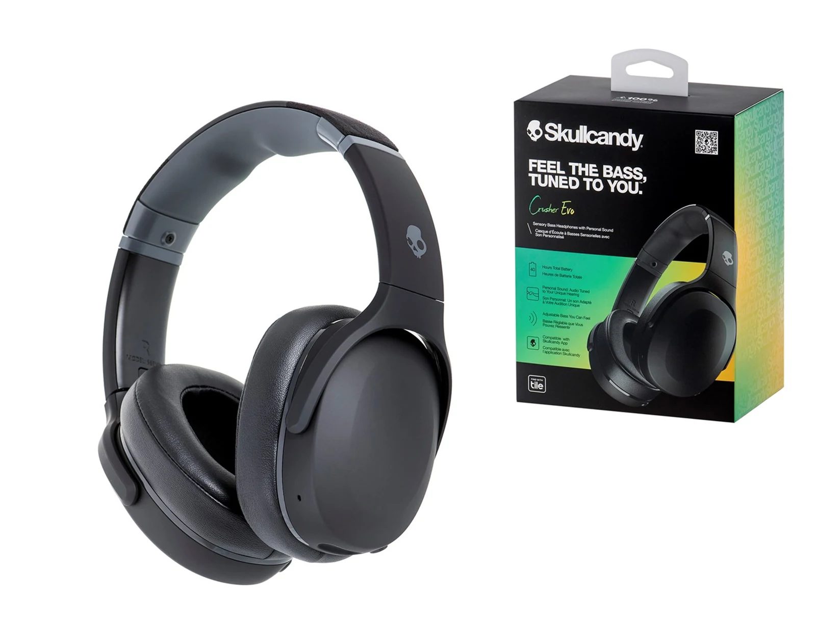 Skullcandy Crusher Evo Wireless True Black - Nagłowne Bluetooth — zdjęcie 1 z 8