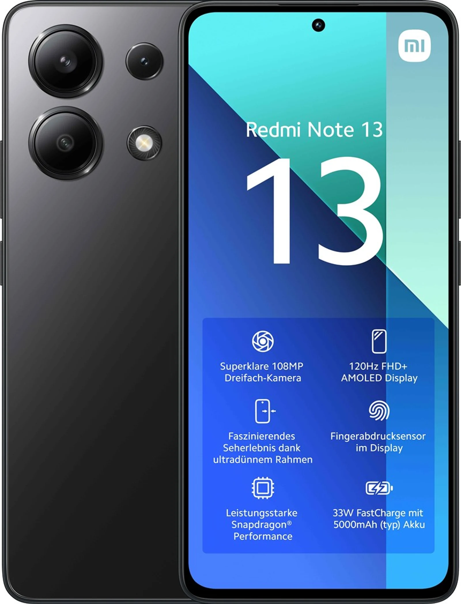 Smartfon Xiaomi Redmi Note 13 8/256GB Midnight Black brak NFC (OUTLET) — zdjęcie 1 z 8