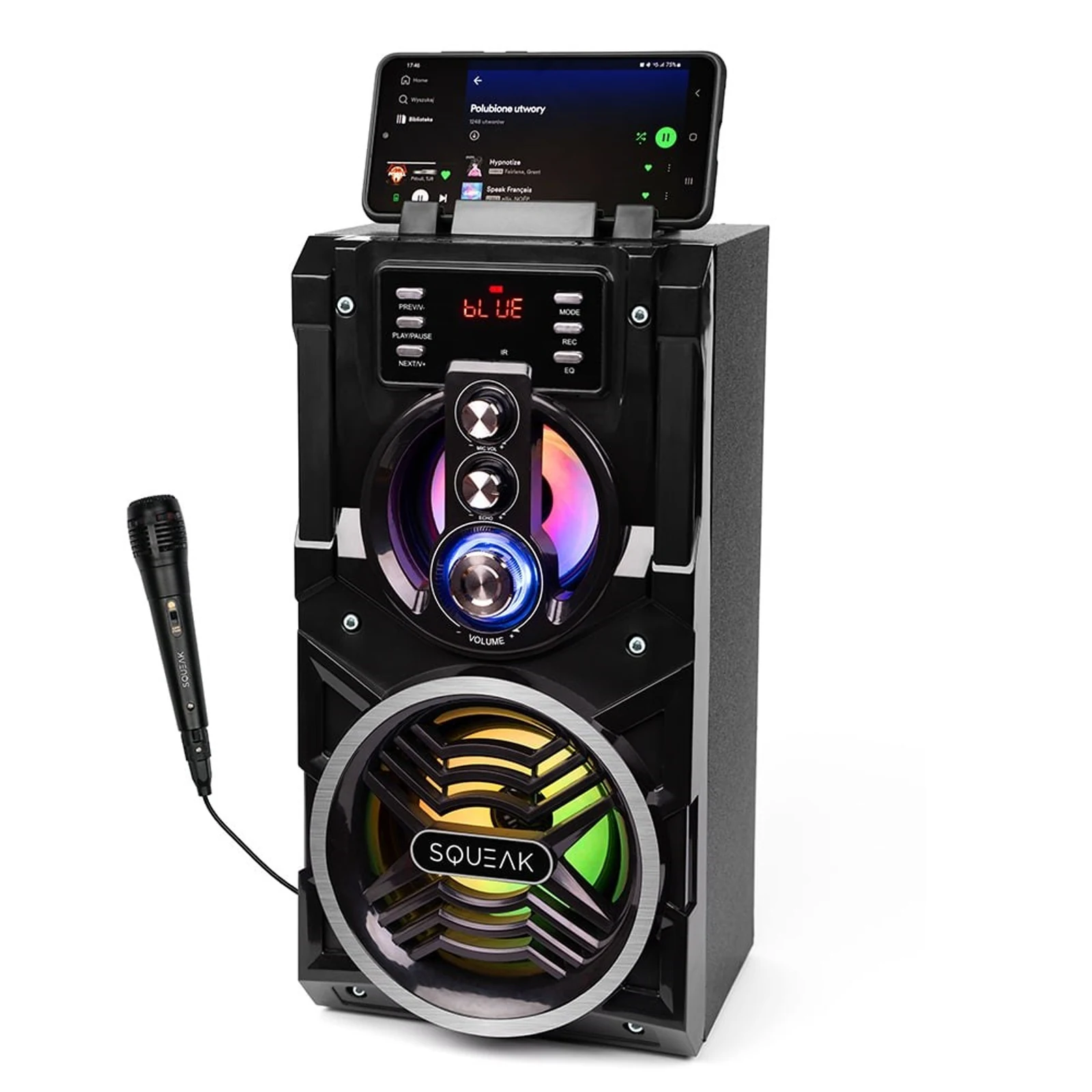 SQUEAK BEATBOXER BLUETOOTH 5.1 SPEAKER - GŁOŚNIK BLUETOOTH Z KARAOKE, RADIO FM, MICROSD, AUX I USB SQ1000 — zdjęcie 1 z 8