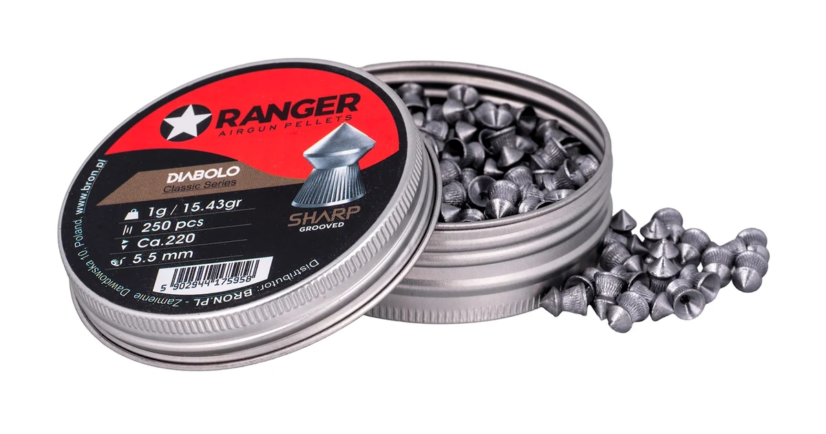 Śrut do wiatrówki 5,5 mm RANGER Diabolo Classic Sharp Grooved - 250 sztuk