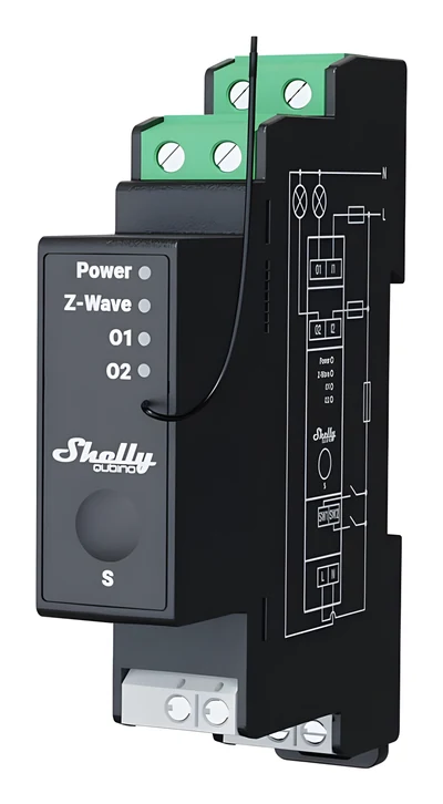 Sterownik dwukanałowy Shelly Qubino Wave Pro 2 na szynę DIN z pomiarem energii Z-Wave