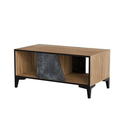 Stolik kawowy OVO 90x50x39 cm, dębowy blat z betonową podstawą