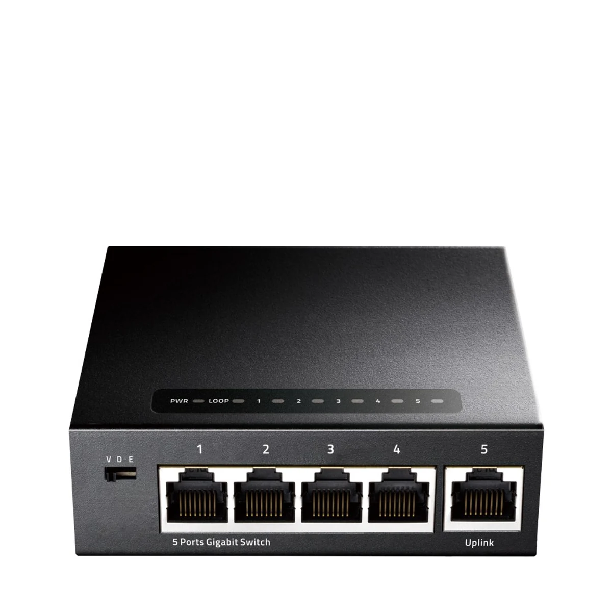 Switch CUDY GS105 - Czarny, Diody LED