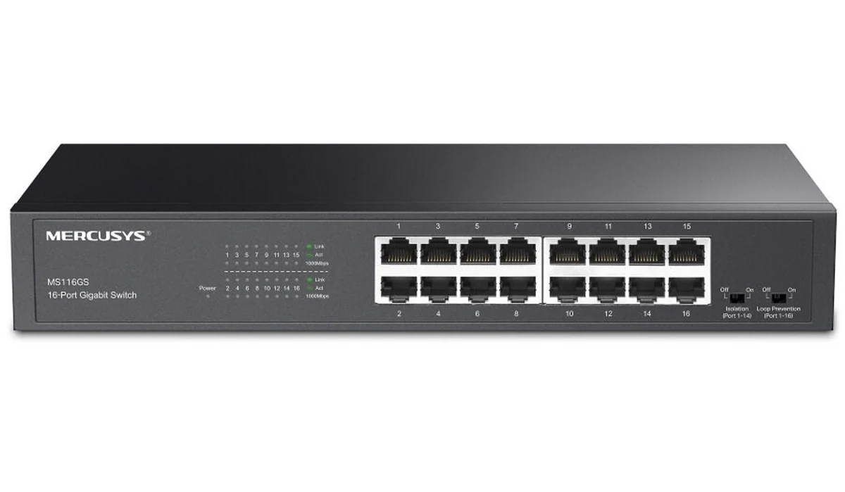 Switch Mercusys MS116GS - Wolnostojący, Czarny