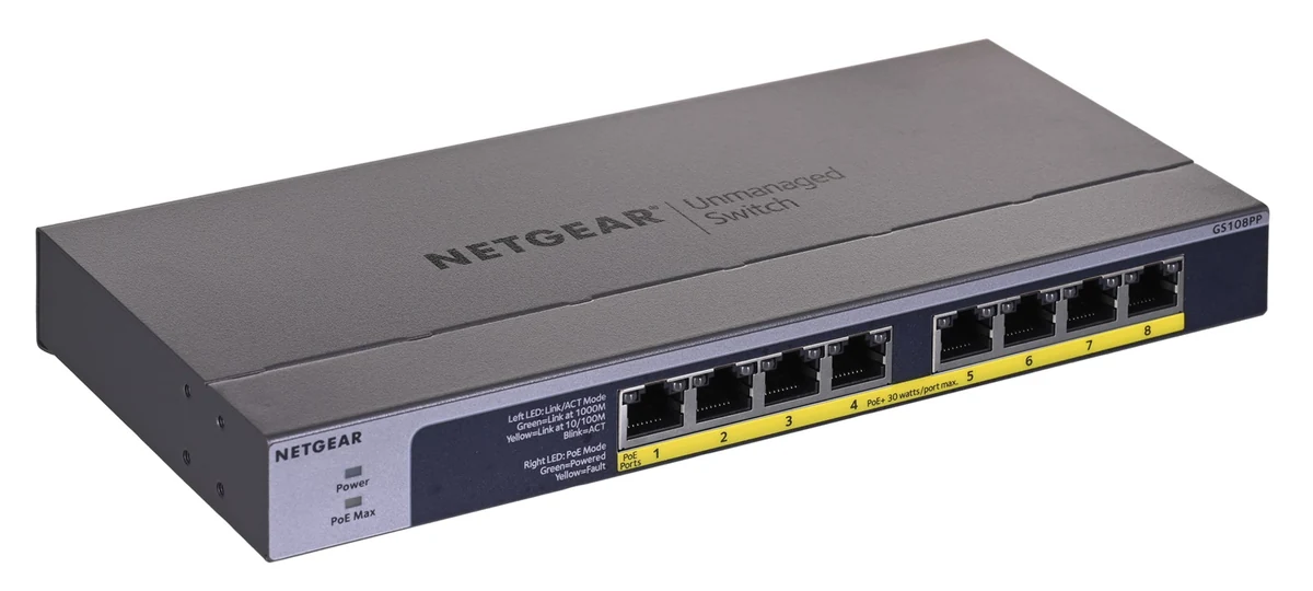 Switch Netgear GS108PP-100EUS 8p PoE 123W Unmanaged