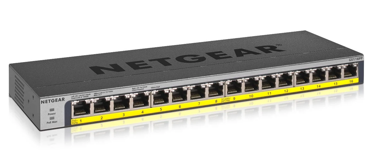 Switch Netgear GS116PP-100EUS 16p PoE 183W Unmanaged
