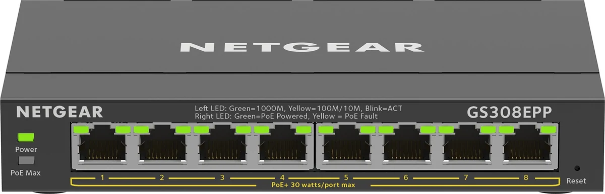 Switch Netgear GS308EPP-100PES 8p PoE 123W Unmanaged