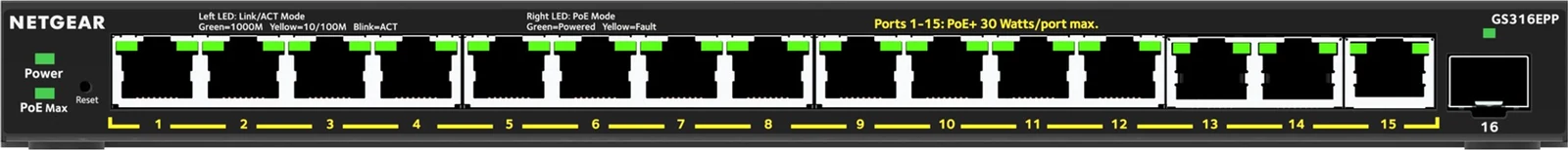 Switch Netgear GS316EPP-100PES 16 Portów 231W — zdjęcie 1 z 8