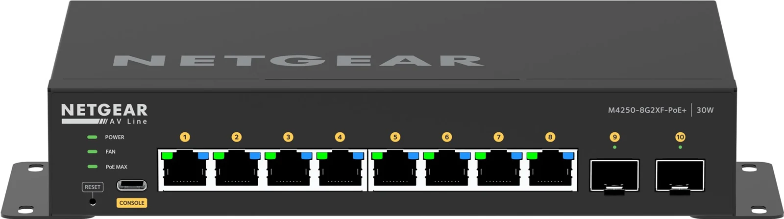 Przełącznik zarządzany Netgear M4250-8G2XF (XSM4216F) 8-portowy z 2 portami SFP+, PoE 220W — zdjęcie 1 z 8