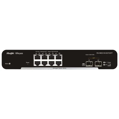 Switch sieciowy Ruijie Reyee RG-NBS3100-8GT2SFP, 8 portów Gigabit Ethernet + 2 porty SFP, czarny