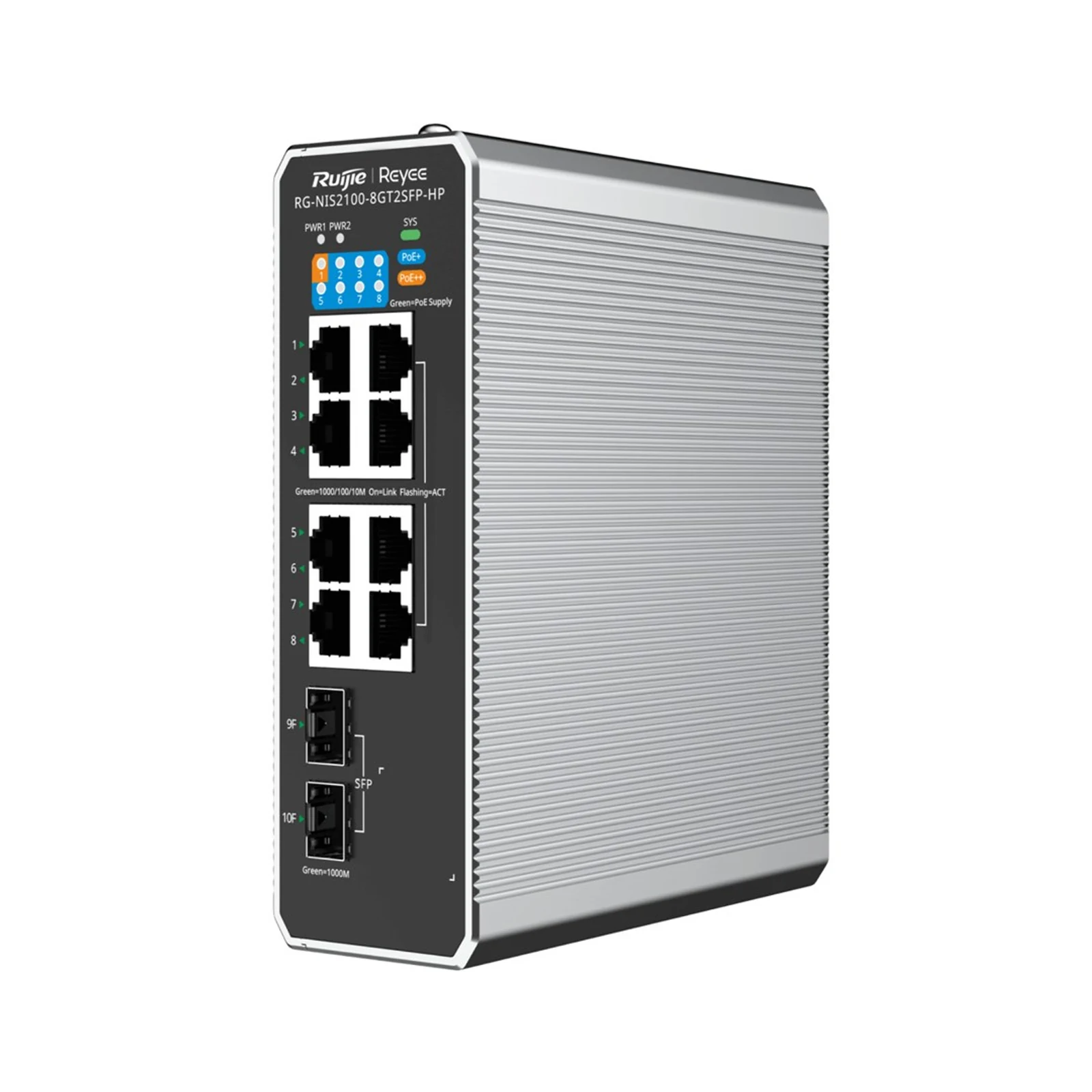 Switch Ruijie Reyee RG-NIS2100-8GT2SFP-HP Czarny — zdjęcie 1 z 6
