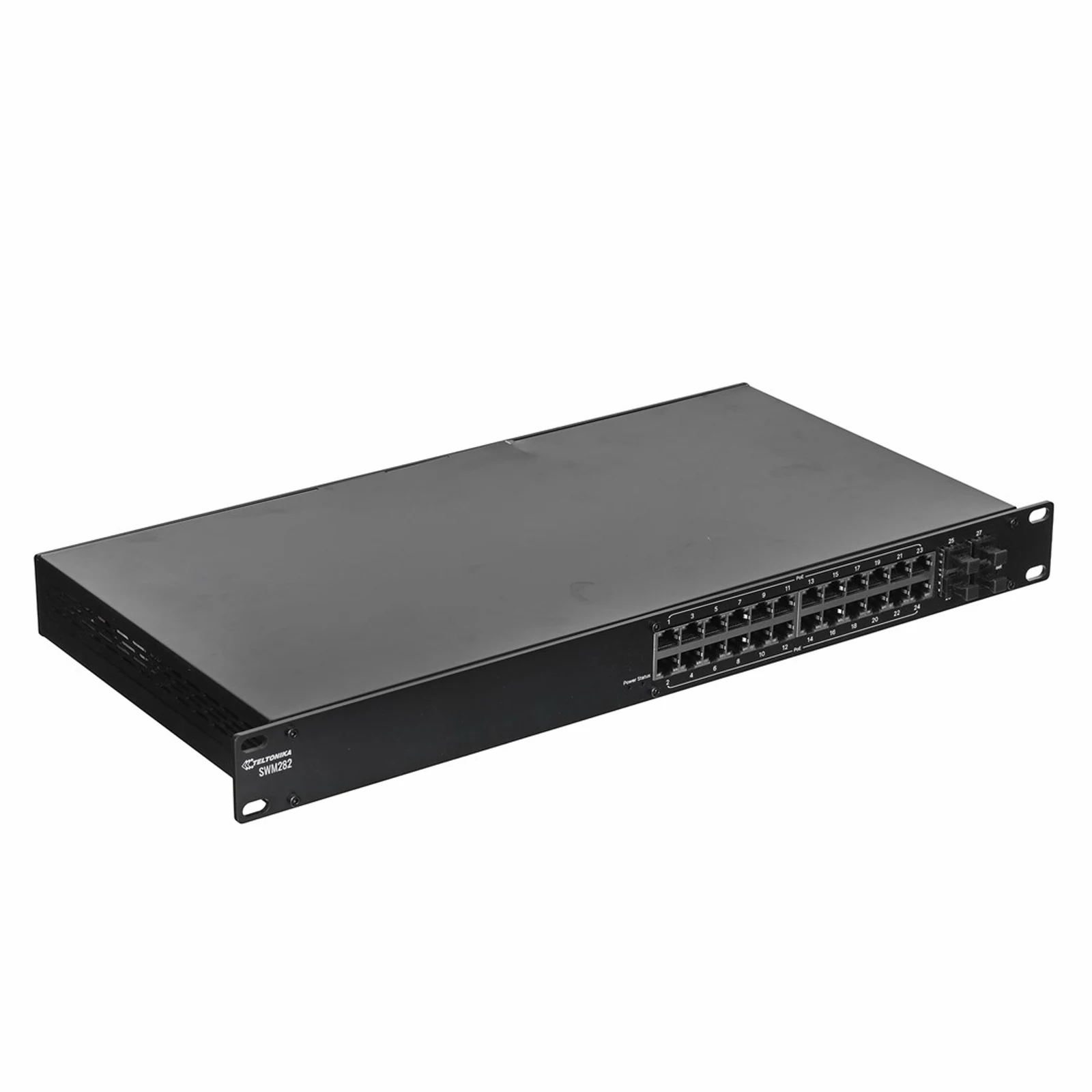Switch Teltonika SWM282 24p Zarządzany L2+ Gigabit Ethernet (10/100/1000) Obsługa PoE Czarny (OUTLET) — zdjęcie 1 z 7