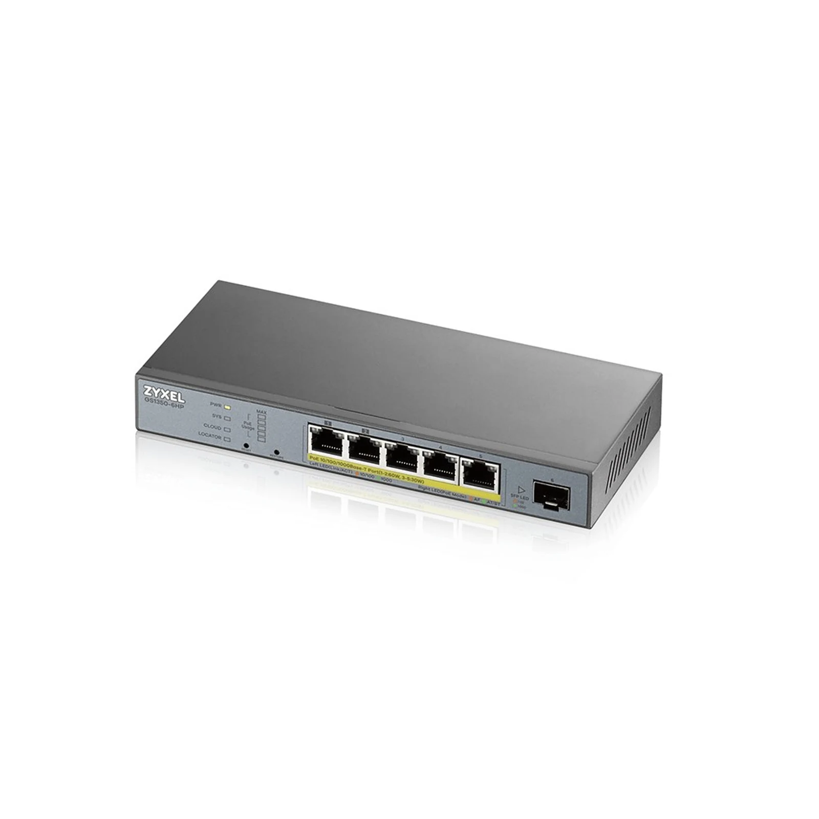 Switch Zyxel GS1350-6HP 6p PoE 60W Managed Gigabit — zdjęcie 1 z 8
