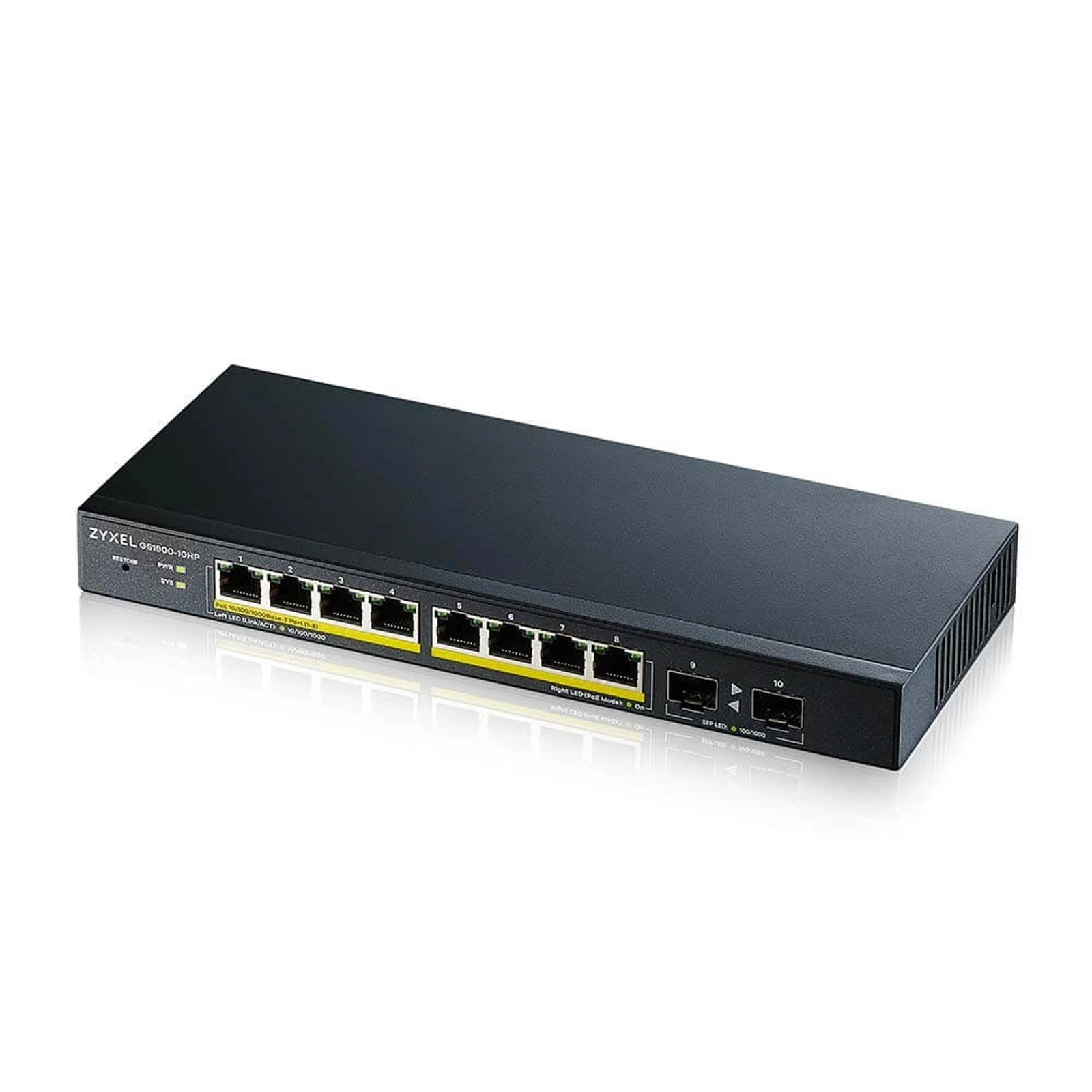 Zarządzany przełącznik Zyxel GS1900-10HP 10-portowy PoE 77W Gigabit — zdjęcie 1 z 4