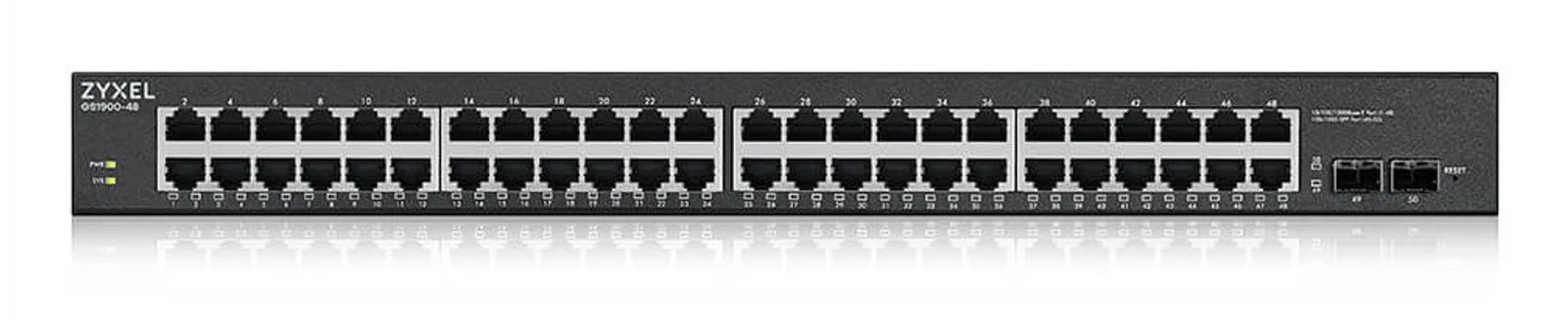 Zarządzany przełącznik Gigabit Ethernet Zyxel GS1900-48HP z 48 portami PoE (50 urządzeń), moc 170W — zdjęcie 1 z 5