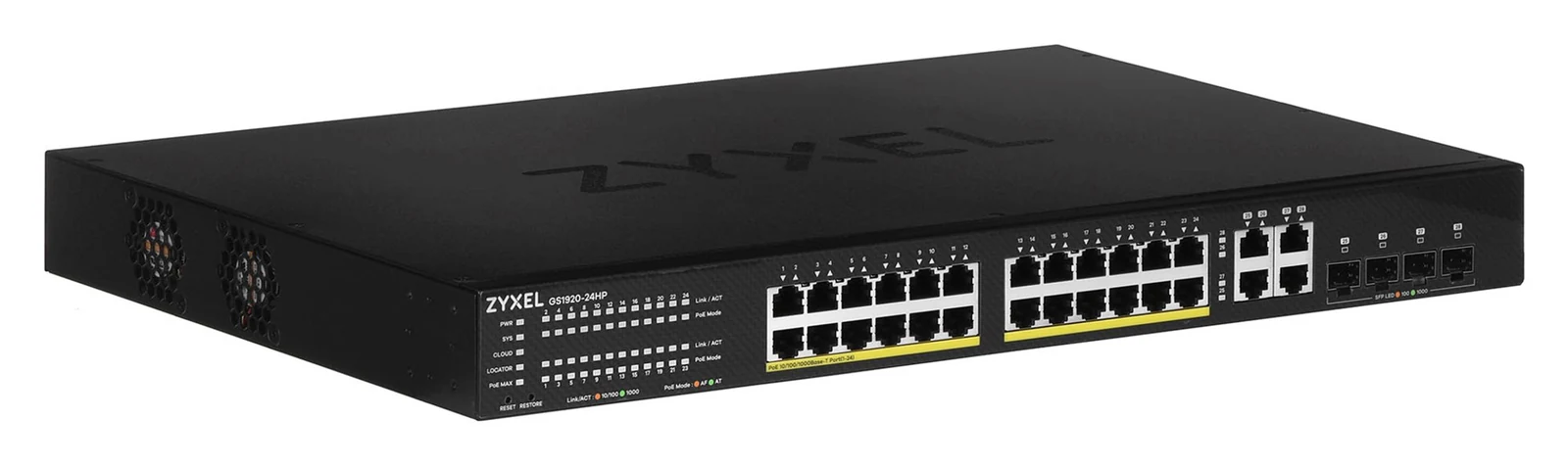 Zarządzany przełącznik Zyxel GS1920-24HP 24x PoE 375W Gigabit Ethernet — zdjęcie 1 z 7