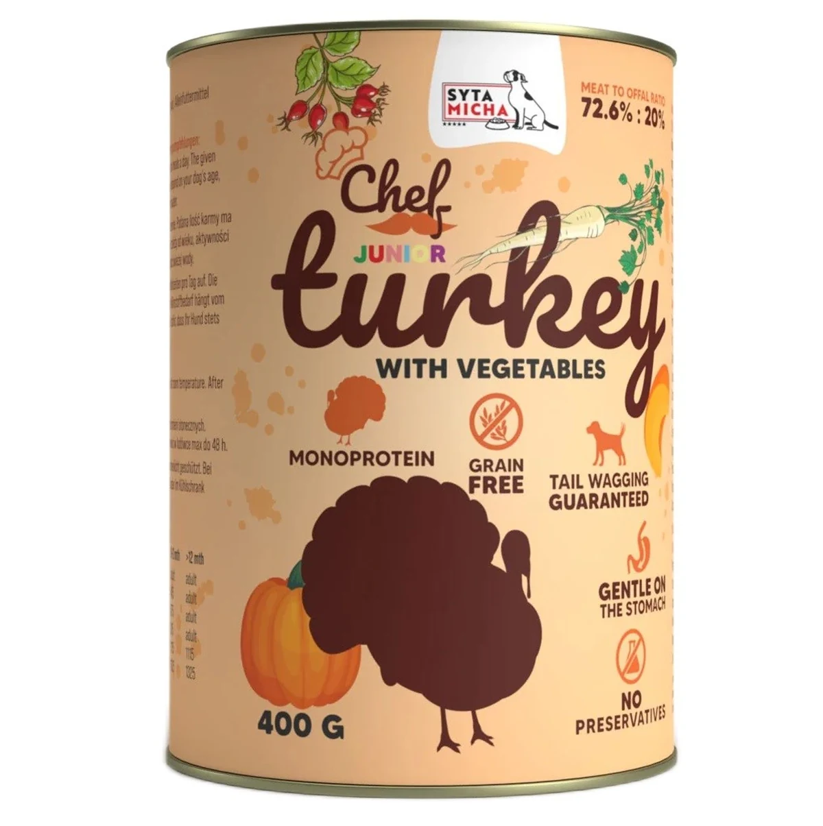 SYTA MICHA Chef indyk z warzywami junior 400g