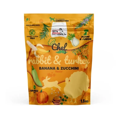 Karma sucha SYTA MICHA CHEF Królik z indykiem dla szczeniąt - 1,5 kg