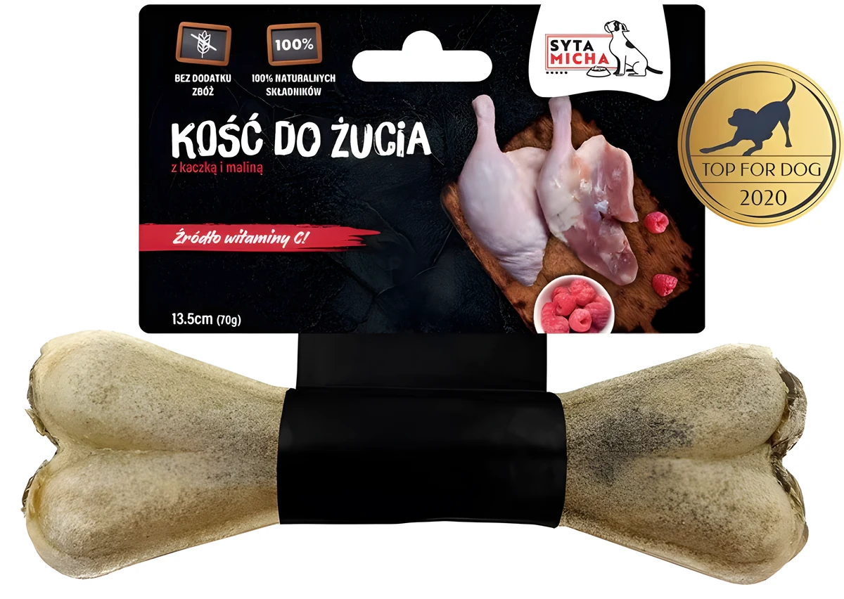 Syta Micha Kość do żucia z kaczką i malinami - 13,5cm