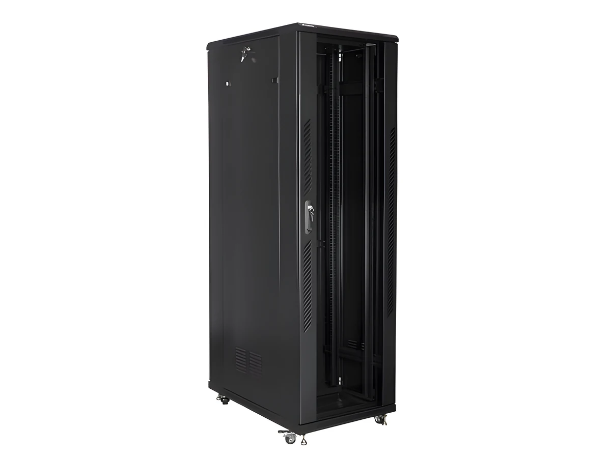 Szafa jednosekcyjna, zamykana na zamek Lanberg FF01-8042-12B (42U; 19''; 2050mm / 800mm / 1000 mm; stojąca; Pełne, Szklane; 800 kg; kolor czarny)