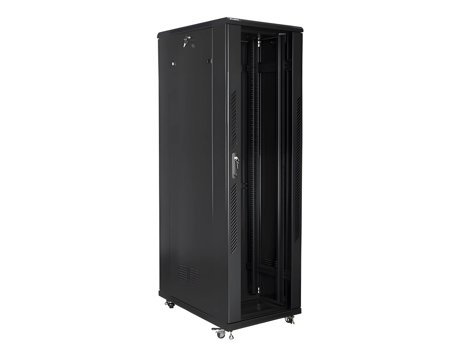 Szafa stojąca 19" Lanberg FF01-8042-12B (42U, 800x1000x2050 mm, czarna, z zamkiem) — zdjęcie 1 z 5
