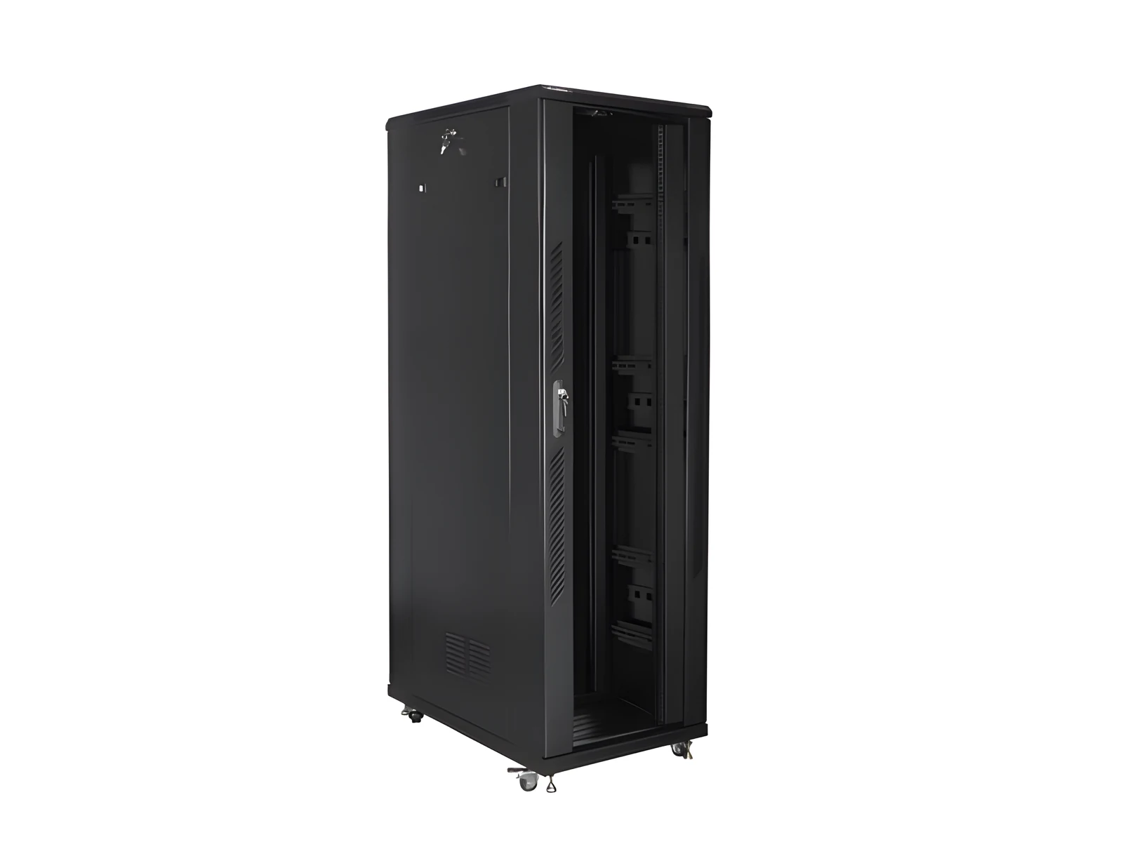 Szafa stojąca Lanberg FF01-8242-12B (42U, 19", 2047x800x1200 mm, szklane drzwi, czarna, 800 kg) — zdjęcie 1 z 5