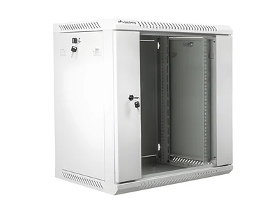 Szafa wisząca Lanberg WF01-6412-10S, 12U, 635 mm, szklana, szara