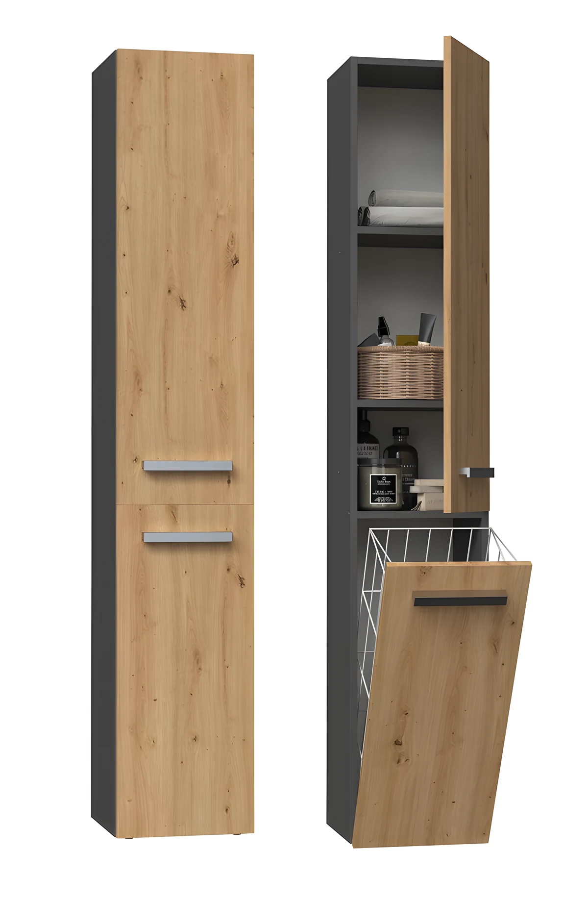 Szafka łazienkowa NEL IV 31x30xH174 antracyt/srebrny