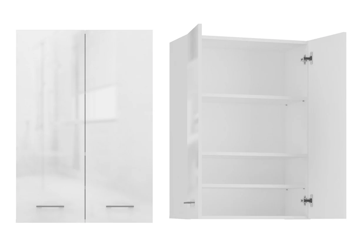 Szafka łazienkowa wisząca POLA MINI DD 64x30x90 cm, biała, połysk