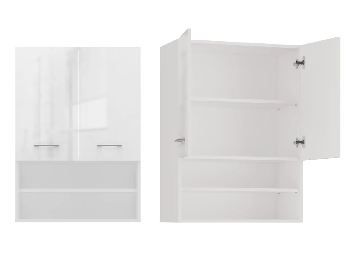 Szafka łazienkowa wisząca POLA MINI DK 64x30x90 cm, biała, połysk