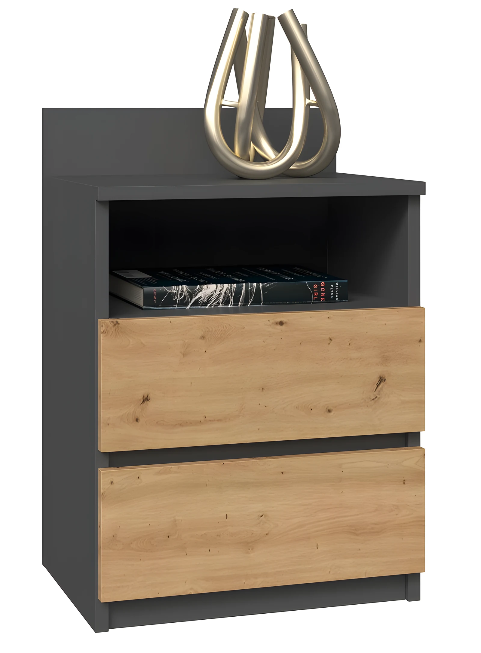 Szafka nocna M1, antracyt/dąb, wymiary 40x32x59 cm — zdjęcie 1 z 5