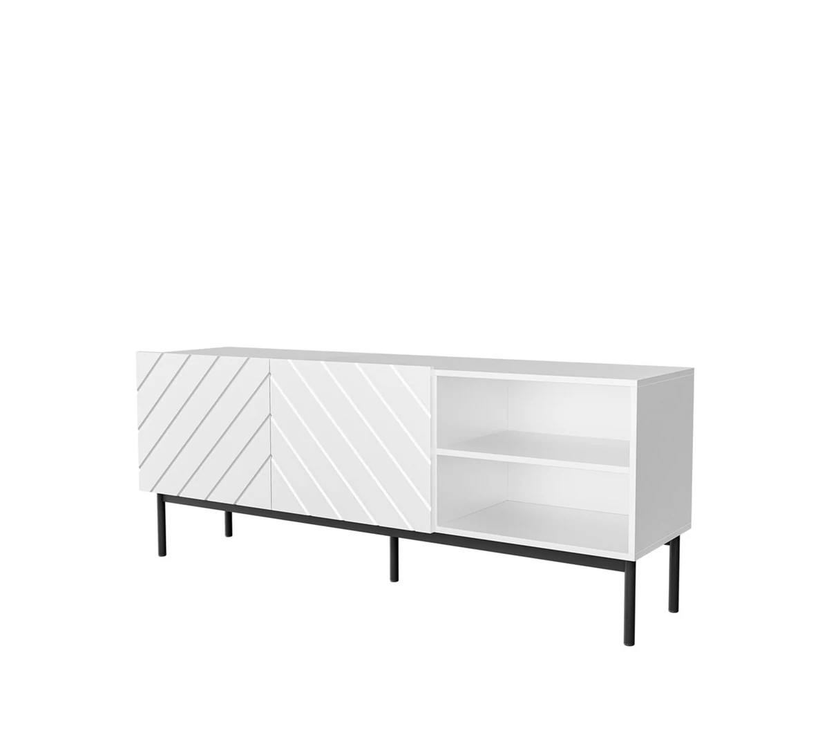 Szafka RTV ABETO 150x42x60 biały/biały połysk