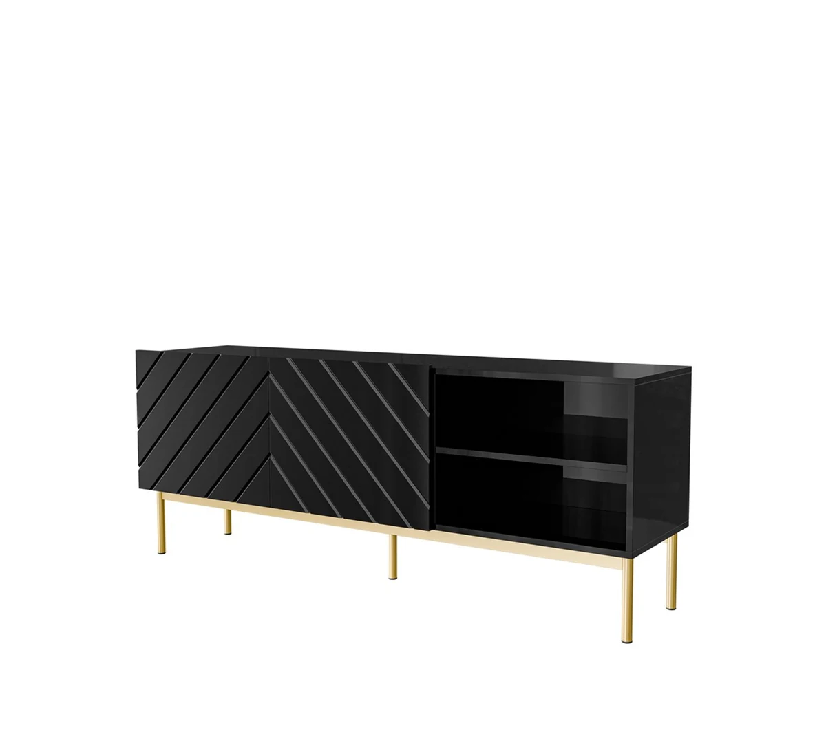 Szafka RTV ABETO 150x42x60 czarny/czarny połysk