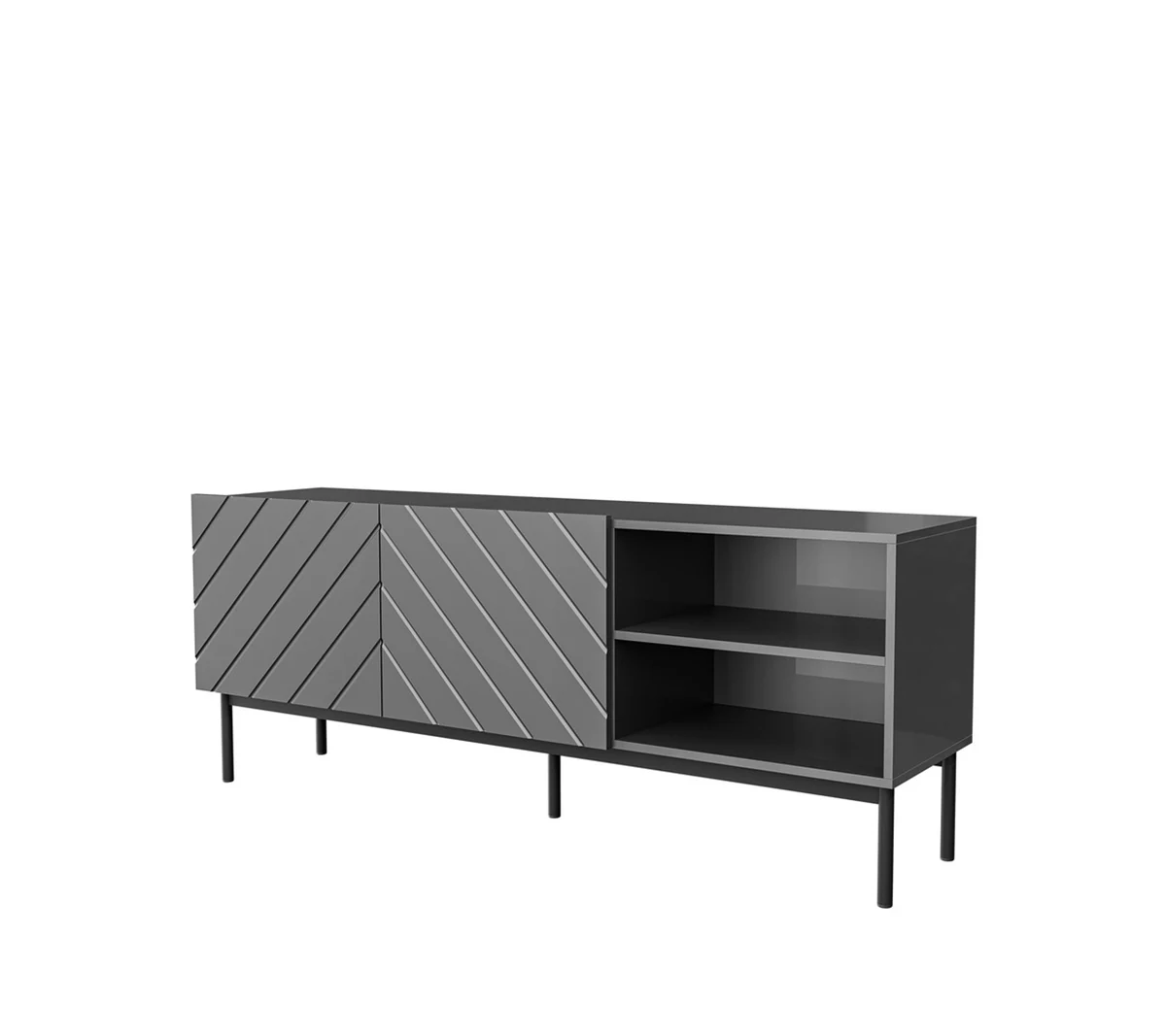 Szafka RTV ABETO 150x42x60 grafit/grafit połysk